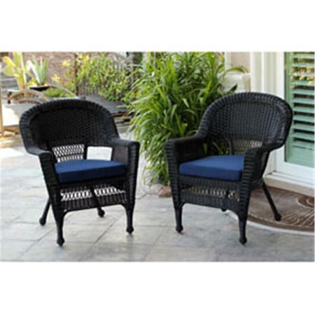Propation W00207-4-C-FS011-CS Black Wicker Chair with Blue Cushion PR330417